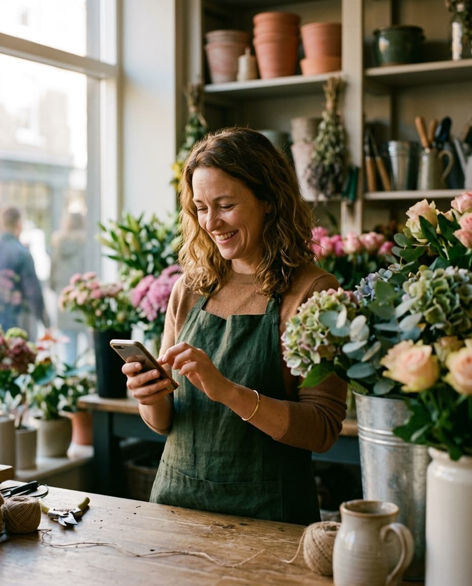 Northwind Florals founder in her shop