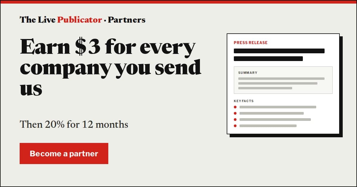 LivePublicator Partners: earn $3 for every company you send us, then 20% for 12 months